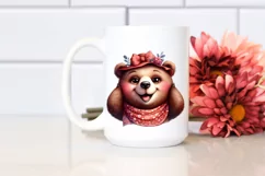 a detailed watercolor, funny cute Bear Smiling | Clipart Product Image 2