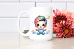 Colorful Smiling Baby Moon Stars | Clipart Product Image 2