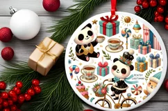 Round Christmas Ornament Sublimation|Clipart Product Image 1