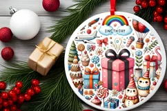 Round Christmas Ornament Sublimation|Clipart Product Image 1