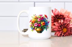 Vibrant Colorful Impatiens Watercolor Vase | Clipart Product Image 2