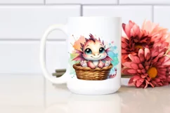 Small Baby Dragon Smiling in Basket | Sublimation | Clipart Product Image 2
