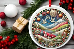 Round Christmas Ornament Sublimation|Clipart Product Image 1