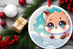 Round Christmas Ornament Sublimation|Clipart Product Image 1