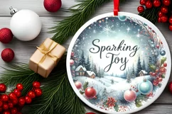 Colorful Pastel Christmas Winter Scene with Sparkling Joy Product Image 1