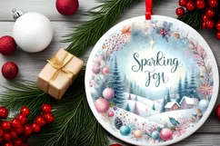 Colorful Pastel Christmas Winter Scene with Sparkling Joy Product Image 2
