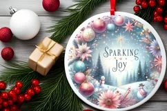 Colorful Pastel Christmas Winter Scene with Sparkling Joy Product Image 1