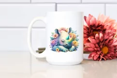 Colorful Rhino Sleeping Flower | Sublimation | Clipart Product Image 2