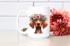 Watercolor Vizsla Big Eyes, Standing Up Human Like Wreath on Product Image 2