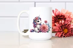 Colorful Baby Unicorn Dahlia Clipart Product Image 2