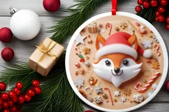 Silent Night Christmas Round Cute Ornament Sublimation Product Image 1