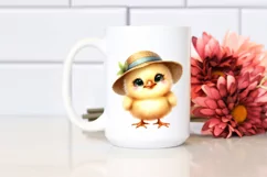 Funny Baby Chick with Sun Hat | Sublimation Clipart Product Image 1