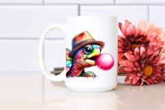 Colorful Turtle Wearing Hat |Watercolor Image Product Image 2