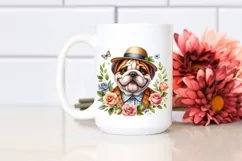 Thoughtfull Bulldog FLORAL FRAME Clipart Product Image 2