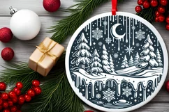 Round Christmas Ornament Sublimation|Clipart Product Image 1