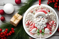 Round Christmas Ornament Sublimation|Clipart Product Image 1