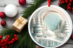 Round Christmas Ornament Sublimation|Clipart Product Image 1
