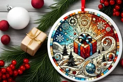 Round Christmas Ornament Sublimation|Clipart Product Image 1