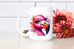 Whimsical Flamingo Portrait | Sublimation Clipart Product Image 2