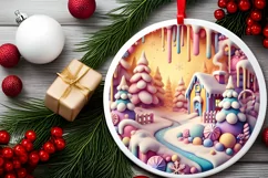 Round Christmas Ornament Sublimation|Clipart Product Image 2