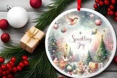 Pastel Snowflake Christmas Scene Sublimation PNG Product Image 1