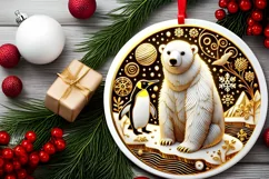 Round Christmas Ornament Sublimation|Clipart Product Image 2