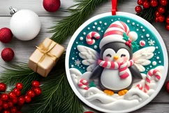 Round Christmas Ornament Sublimation|Clipart Product Image 2