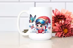 Watercolor Butterfly with Santa Hat PNG Product Image 2