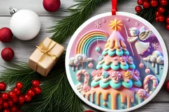Round Christmas Ornament Sublimation|Clipart Product Image 1