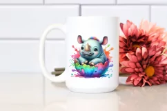 Colorful Baby Rhino Sitting in Pocket with Splashing | Product Image 2
