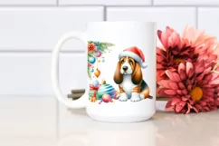Colorful Basset Hound with Christmas Decor, High-Res PNG Product Image 2