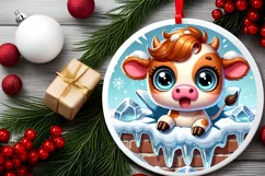 Round Christmas Ornament Sublimation|Clipart Product Image 2