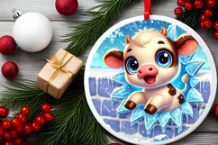 Round Christmas Ornament Sublimation|Clipart Product Image 2