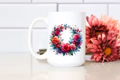 Vibrant Red Roses Wreath | Sublimation | Clipart Product Image 2
