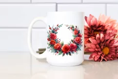Vibrant Red Roses Wreath | Sublimation | Clipart Product Image 2