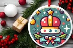 Round Christmas Ornament Sublimation|Clipart Product Image 1