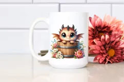 Watercolor Dragon with Flowers PNG Product Image 2