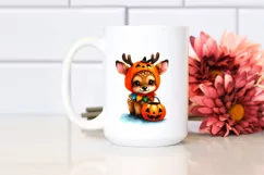 Simple Watercolor Vibrant Elk Halloween | Clipart Product Image 2