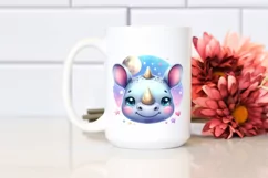 Colorful Baby Rhino Moon Clipart Product Image 2