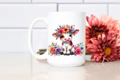 Colorful Cow with Flower Crown, PNG Product Image 2