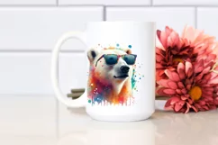 Colorful Polar Bear Wearing Sunglasses |Watercolor Image Product Image 2