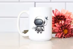 Whimsical Retro Astronaut Girl Clipart Product Image 2