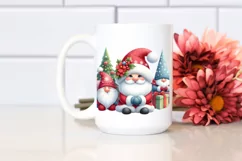 Cute Christmas Gnomes with Santa PNG Product Image 2