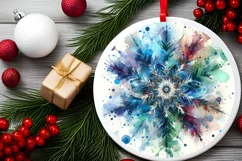 Snow Flake Christmas Round Cute Ornament Sublimation Product Image 1