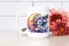 Colorful Unicorn with Bat PNG Product Image 2