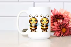Cute Happy Bee Holding Cup of Coffee | Clipart Product Image 2