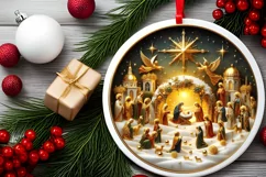 Round Christmas Ornament Sublimation|Clipart Product Image 2