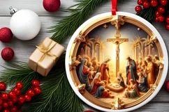 Round Christmas Ornament Sublimation|Clipart Product Image 1