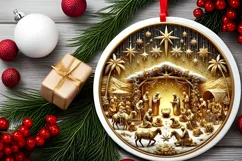 Round Christmas Ornament Sublimation|Clipart Product Image 2