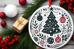 Round Christmas Ornament Sublimation|Clipart Product Image 1